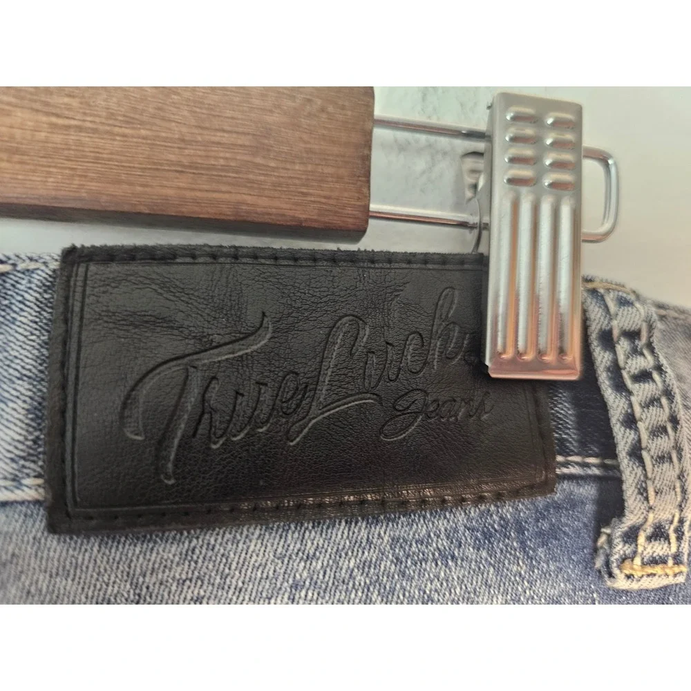 [Streetwear/Y2K] True Luck Jeans Mens 32x32 Blue Embroidered Pocket Straight
